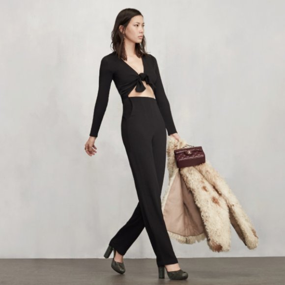 Reformation Pants - Reformation Black Ferris Jumpsuit Cut Out Tie 2